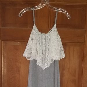 Grey Maxi Dress with Crochet Top